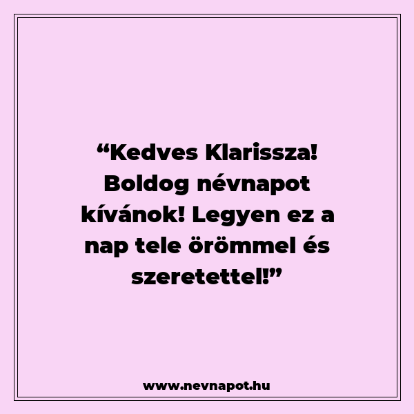 Klarissza névnapi köszöntők