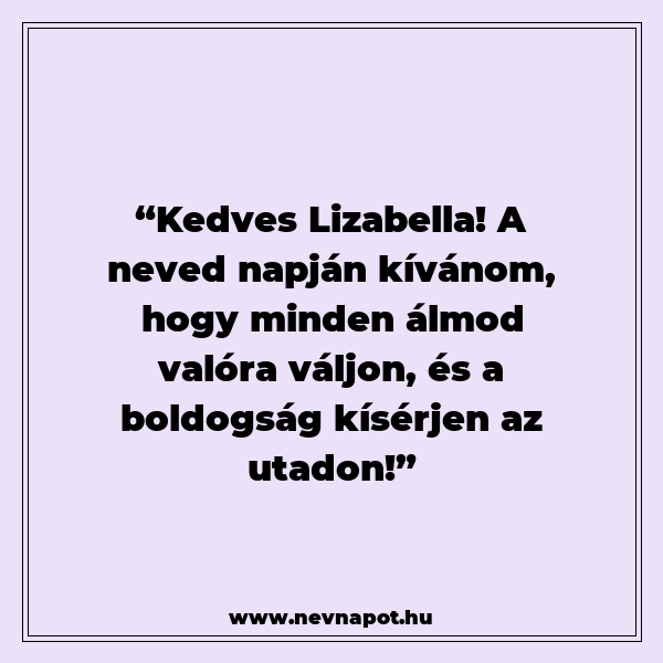 Lizabella névnapi köszöntők